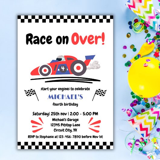 赤青レースカーでヴィンテージの年齢レース 招待状