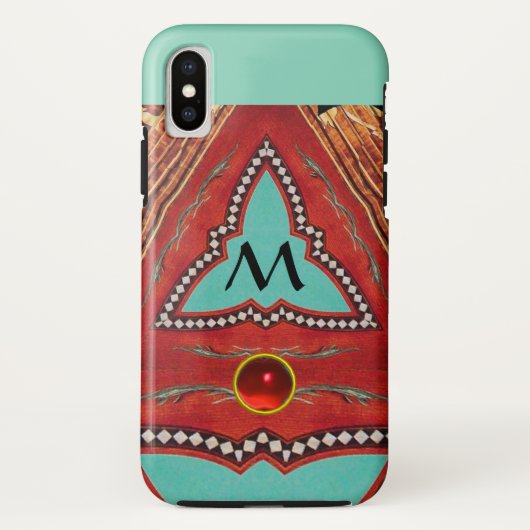 赤青抽象幾何三角形モノグラム Case-Mate iPhoneケース (裏面)