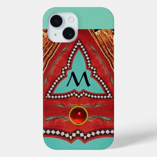 赤青抽象幾何三角形モノグラム Case-Mate iPhoneケース (裏面)