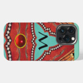 赤青抽象幾何三角形モノグラム iPhoneケース (裏面横)