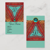 赤青抽象幾何学的な三角形のモノグラム 名刺 (正面/裏面)