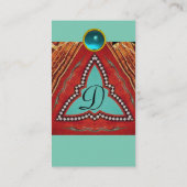 赤青抽象幾何学的な三角形のモノグラム 名刺 (裏面)