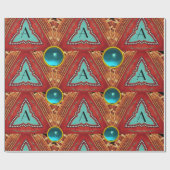 赤青抽象芸術幾何三角形ジェムモノグラム ラッピングペーパー (フラット)