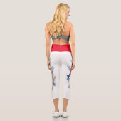 赤青白愛国心3Dの花 カプリレギンス (裏面)