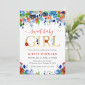 赤青緑の夏の花のベビーシャワー 招待状 (スタンド正面)