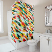 赤青緑黄白色抽象芸術パターン シャワーカーテン (インサイチュ)