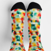 赤青緑黄白色抽象芸術パターン ソックス (上部)