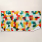 赤青緑黄白色抽象芸術パターン ビーチタオル (正面)