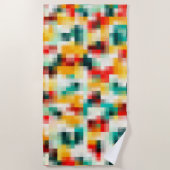 赤青緑黄白色抽象芸術パターン ビーチタオル (正面)