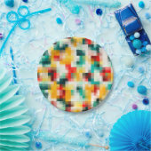 赤青緑黄白色抽象芸術パターン ペーパープレート (パーティー)