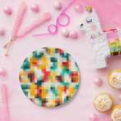 赤青緑黄白色抽象芸術パターン ペーパープレート (パーティー)