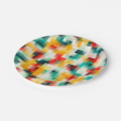 赤青緑黄白色抽象芸術パターン ペーパープレート (アングル)