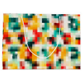 赤青緑黄白色抽象芸術パターン ラージペーパーバッグ (裏面)