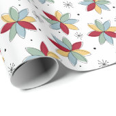 赤青緑黄色の花ファンキーミッドセンチュリー ラッピングペーパー (ロールコーナー)