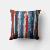 赤青色彩の鮮やか白抽象芸術ストライプ クッション (裏面)