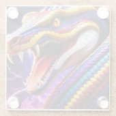 赤青鮮やかと黄のコブラはかりで測 ガラスコースター (裏面)