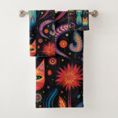 赤青黄色の猫たち バスタオルセット (インサイチュ)