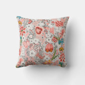 赤青黄色の野生の花、チューリップ、葉の花  クッション (裏面)