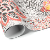 赤青黄色の野生の花、チューリップ、葉、花  ラッピングペーパー (ロールコーナー)