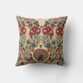 赤青黄花孔雀アンティークフローラ クッション (裏面)