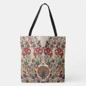 赤青黄花孔雀アンティークフローラ トートバッグ (正面)