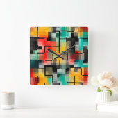 赤青黄 スクエア壁時計 (ホーム)