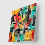 赤青黄 スクエア壁時計 (傾斜)