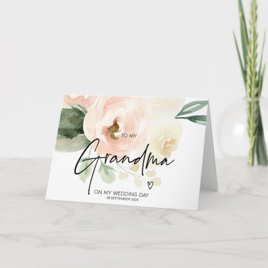 赤面おばあちゃんに私の結婚式の日おばあちゃん カード (正面)