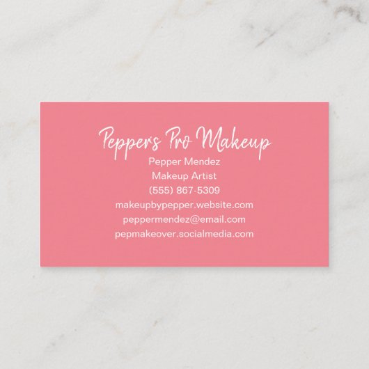 赤面およびショッキングピンクの水彩画のブラシの打撃 名刺 (裏面)