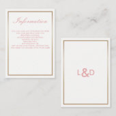 赤面およびシンプル金ゴールド結婚の情報カード エンクロージャーカード (正面/裏面)