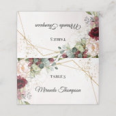 赤面およびブルゴーニュフローラユーカリ金ゴールド枠 プレイスカード (外部開封)