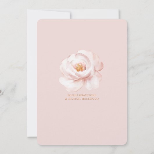 赤面およびワインフローラ金ゴールド幾何学形状結婚の 招待状 (裏面)