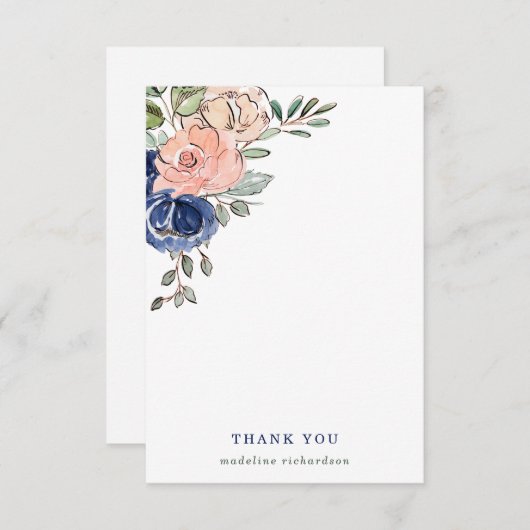 赤面および海軍手塗りの花柄 サンキューカード (正面/裏面)