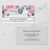 赤面および海軍水彩画の花はとの縞で飾ります 名刺 (正面/裏面)