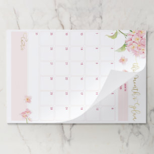 赤面および金ゴールドフローラの毎月のプランナーTo Doリスト ペーパーパッド