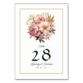 赤面および金ゴールドフローラ結婚の テーブルナンバー (裏面)