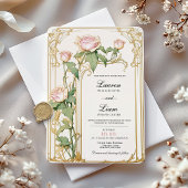 赤面および金ゴールドフローラ結婚式招待状 招待状