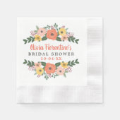 赤面お洒落アンドコーラルフローラブライダルシャワー 縁ありカクテルナプキン (正面)