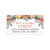 赤面お洒落アンドコーラルフローラ差出人住所 ラベル (正面)