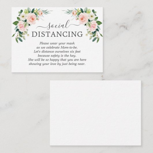 赤面お洒落ピンクの花ベビーシャワー詳細 エンクロージャーカード (正面/裏面)