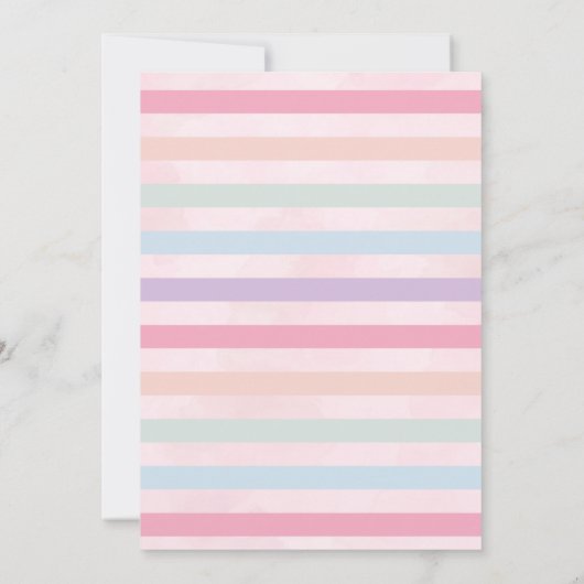 赤面お洒落ピンクレインボーユニコーン誕生日 招待状 (裏面)