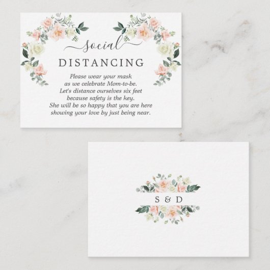 赤面お洒落白い花赤ちゃんシャワー詳細 エンクロージャーカード (正面/裏面)