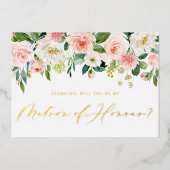 赤面かわいらしの花は私の名誉の母 箔招待状 (正面)