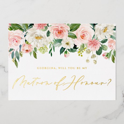 赤面かわいらしの花は私の名誉の母 箔招待状 (正面)