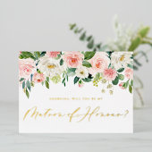 赤面かわいらしの花は私の名誉の母 箔招待状 (立ち正面)