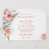 赤面かわいらしカーネーション花フローラ 招待状 (正面/裏面)