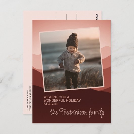 赤面かわいらしコーラルピンク抽象芸術季節のごあいさつ ポストカード (正面/裏面)