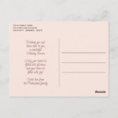 赤面かわいらしコーラルピンク抽象芸術季節のごあいさつ ポストカード (裏面)