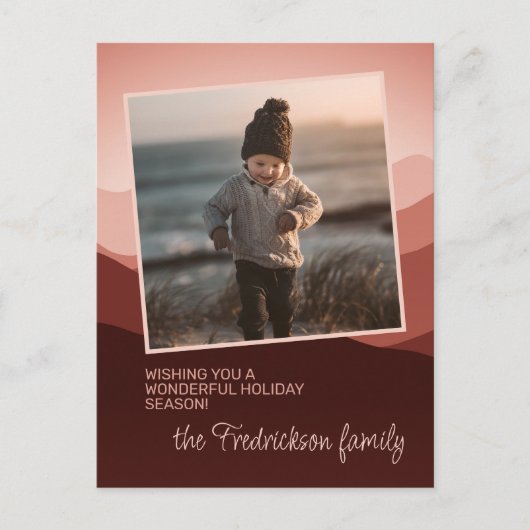 赤面かわいらしコーラルピンク抽象芸術季節のごあいさつ ポストカード (正面)