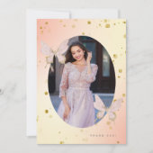 赤面かわいらしバタフライサンキューフォト 招待状 (正面)